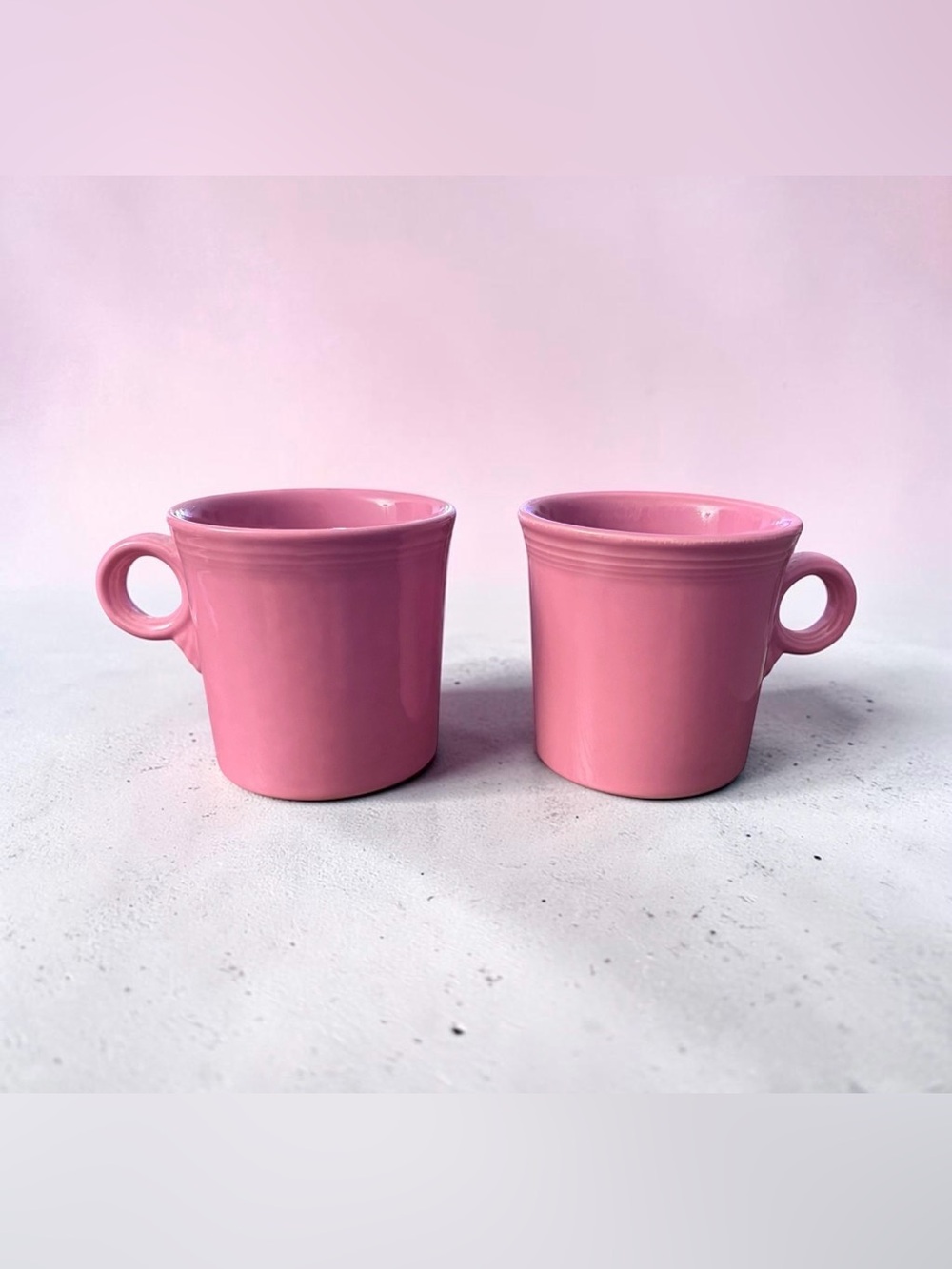Set of 2 Vintage Fiestaware Rose Pink Mugs, 8oz Homer Laughlin